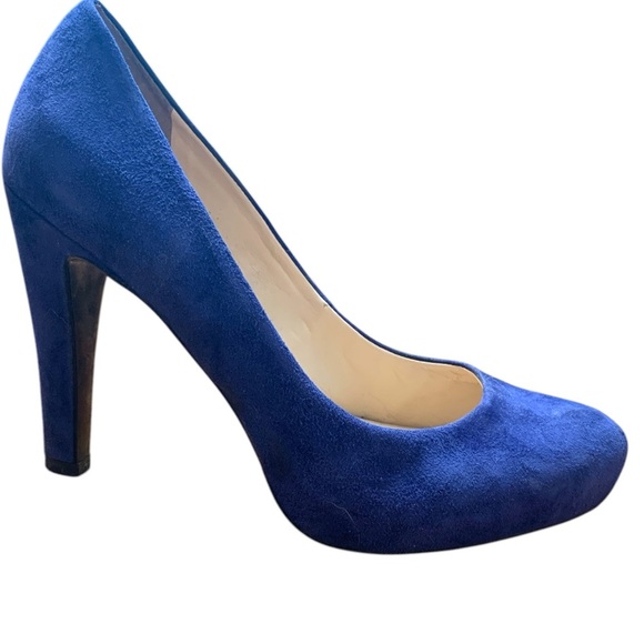 Franco Sarto Blue Suede Platform Heels - Picture 1 of 8